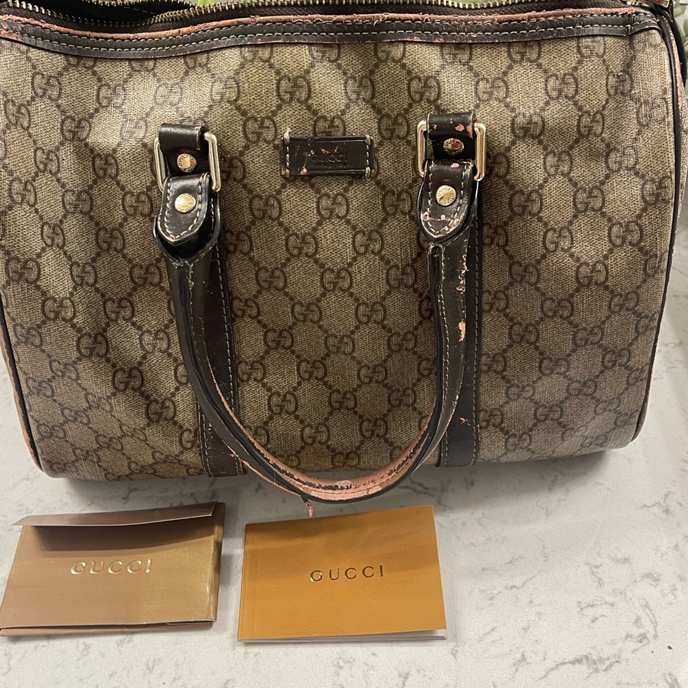 Gucci Vintage GG Speedy Monogram Handbag Brown Leather SOLD - Picture 2 of 16